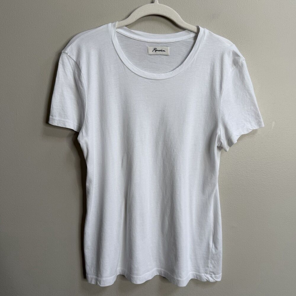 Rowan White Tyler Slub Knit Short Sleeve Crew Neck Supima Cotton T-Shirt Medium